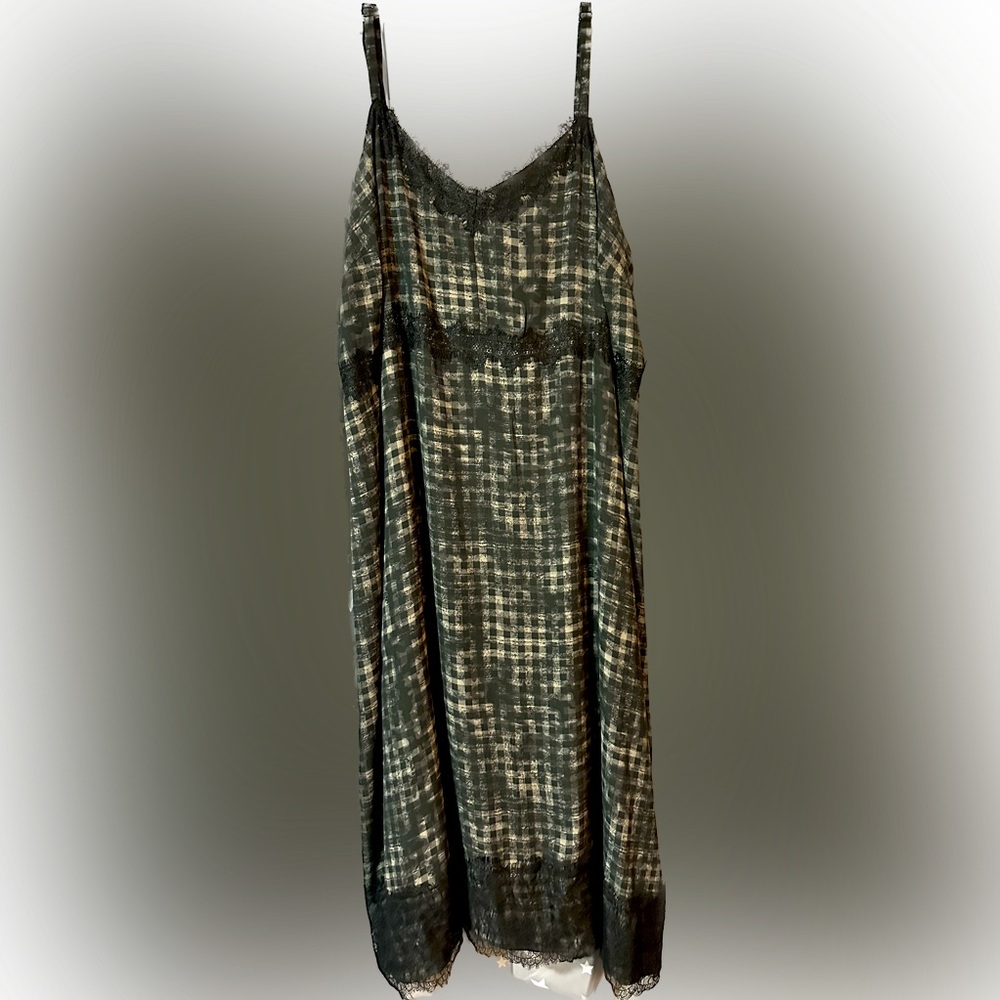 Tank dress black and gray plaid ankle length